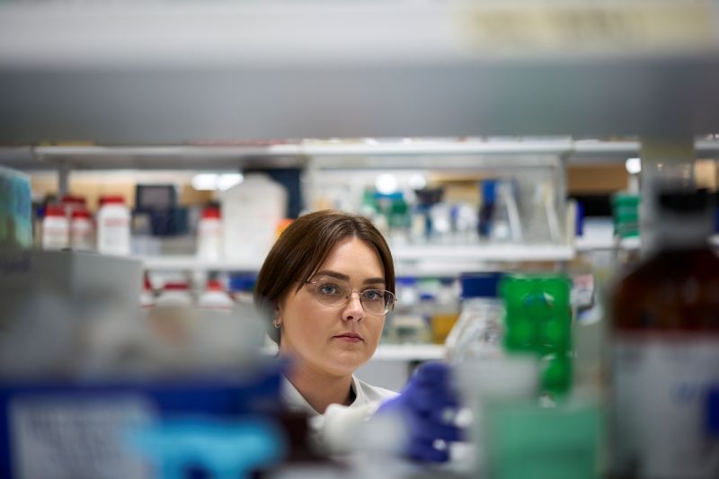 Female student in lab